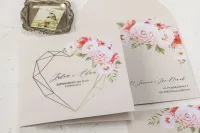 Złocone Zaproszenia Ślubne Geometryczne Serce | Szafirowe nr 8