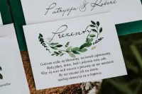 Wkładki do Zaproszeń Greenery | Bileciki Ślubne Akwarele nr 23