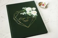 Elegancka Księga Gości Złocona | Butelkowa Zieleń i Kwiaty