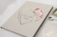 Księga Gości Weselnych Złote Serce | Personalizowana A4