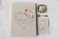 Księga Gości Weselnych Złote Serce | Personalizowana A4