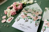 Eleganckie Zaproszenia Ślubne Złocone Kwiaty | Rubin nr 10