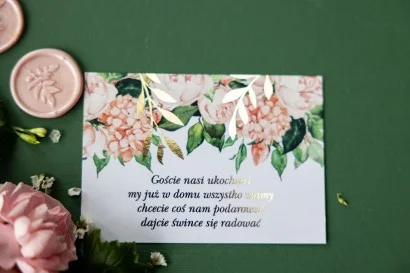 Kwiatowy bilecik do zaproszeń ślubnych ze złoceniami - Rubin nr 10