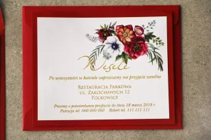 Zweilagiges Ticket, Hochzeitsgeschenke, Hochzeit - Zikade Nr. 7 mit Vergoldung - Burgunderstrauß in kühlen Farben