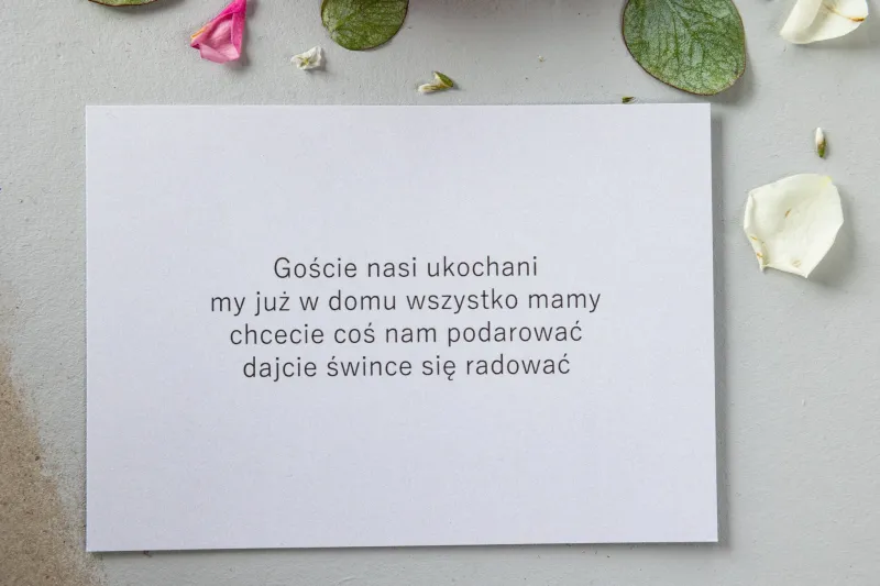 Bilecik do zaproszeń ślubnych z kolekcji Soft nr 7 Bilecik do zaproszeń ślubnych z kolekcji Soft nr 7