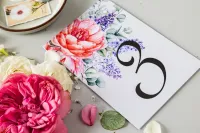 Numery na Stół Weselny Piwonie Pudrowy Róż | Soft nr 7