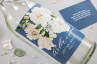 Etykiety na Wódkę Weselną Dusty Blue z Piwoniami | Soft nr 5