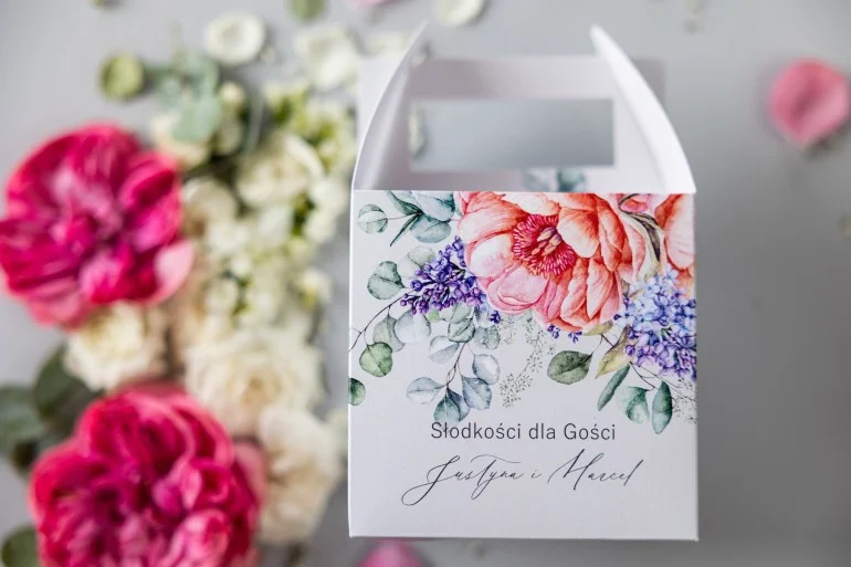 Eleganckie Pudełko na Ciasto Weselne z Kwiatami | Soft Nr 7 | Amelia-Wedding.pl