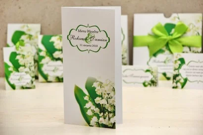 Menu weselne - Felicja nr 3 - Białe konwalie - kwiatowe dodatki ślubne