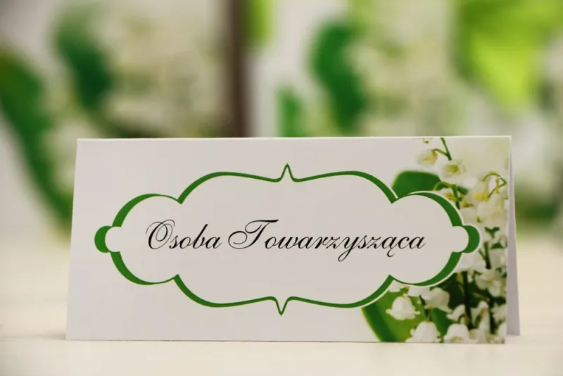 Winietki na stół weselny, ślub - Felicja nr 3 - Białe konwalie - kwiatowe dodatki ślubne
