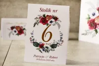 Złocone Numerki na Stół Weselny Bordo | Amelia-Wedding.pl