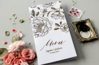 Złocone Menu Weselne Piwonie Onyks nr 3 | Amelia-Wedding