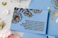 Złocone Wkładki do Zaproszeń Ślubnych Dusty Blue | Onyks