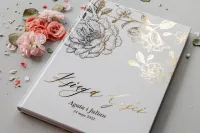 Księga Gości Weselnych Złote Piwonie | Personalizacja | Onyks