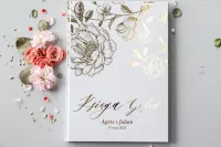 Księga Gości Weselnych Złote Piwonie | Personalizacja | Onyks