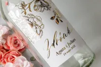 Etykiety na Wódkę Weselną Złocone Piwonie | Onyks nr 3