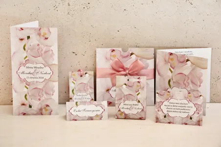 Zaproszenie ślubne z dodatkami - Felicja nr 6 - Jasnoróżowe orchidee