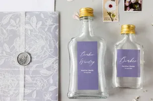 Hochzeitstinkturflaschen mit Lavendel-Farbetikett aus der Jade-Kollektion