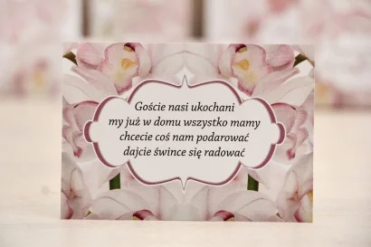 Bilecik do zaproszenia ślubnego - Felicja nr 6 - Jasnoróżowe orchidee