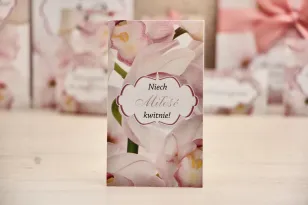 Podziękowania dla Gości weselnych - nasiona Niezapominajki - Felicja nr 6 - Różowe orchidee - kwiatowe dodatki ślubne
