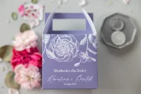 Lawendowe pudełka na ciasto weselne z rączką | Nefryt nr 3