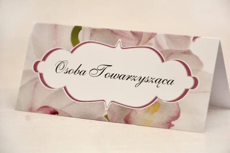 Winietki na stół weselny, ślub - Felicja nr 6 - Różowe orchidee - kwiatowe dodatki ślubne Winietki na stół weselny, ślub - Felicja nr 6 - Różowe orchidee - kwiatowe dodatki ślubne