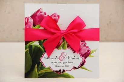 Zaproszenia na Wesele z różowymi tulipanami | Idealne dla wiosennych ślubów | Felicja nr 7