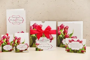 Zaproszenie ślubne z dodatkami - Felicja nr 7 - Wiosenne różowe tulipany