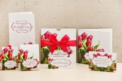 Zaproszenia na Wesele z różowymi tulipanami | Idealne dla wiosennych ślubów | Felicja nr 7