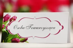 Winietki na stół weselny, ślub - Felicja nr 7 - Różowe tulipany - kwiatowe dodatki ślubne