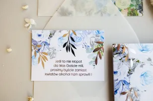 Blaue Hochzeitseinladungskarte mit vergoldeten Zweigen, Glamour-Stil
