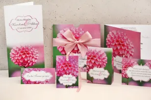 Zaproszenie ślubne z dodatkami - Felicja nr 9 - Różowe dalie
