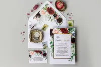 Zaproszenia Ślubne Glamour Bordowe Złocone | Flores nr 2