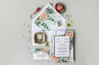 Złocone Zaproszenia Ślubne Kwiatowe Flores nr 4 | Zamów