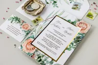 Złocone Zaproszenia Ślubne Kwiatowe Flores nr 4 | Zamów