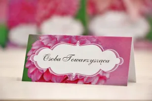 Winietki na stół weselny, ślub - Felicja nr 9 - Różowe dalie - kwiatowe dodatki ślubne