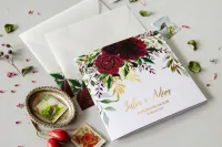 Złocone Zaproszenia Ślubne Burgundowe | Glamour Rubin nr 3