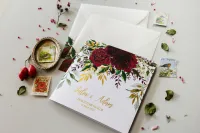 Złocone Zaproszenia Ślubne Burgundowe | Glamour Rubin nr 3