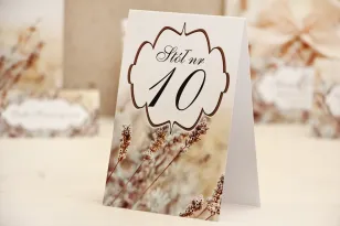 Numery stolików, stół weselny, ślub - Felicja nr 10 - Zimowa łąka, polna trawa - dodatki ślubne