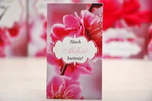 Podziękowania dla Gości weselnych - nasiona Niezapominajki - Felicja nr 12 - Różowe kwiaty wiśni - kwiatowe dodatki ślubne