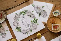 Eleganckie Zaproszenia Ślubne z Piwonią i Złotem | Kalia nr 8