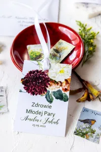 Zawieszki na wódkę weselną z daliami | Zamów z Własnym Tekstem