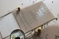 Zaproszenia Ślubne na Szkle Beżowe Złocone | Dalia nr 3