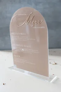 Menu Weselne na Pleksi Złocone Beżowe | Dalia nr 3 | Sklep