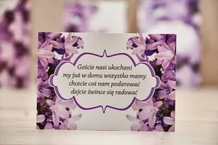 Bilecik prezenty ślubne wesele - Felicja nr 14 - Fioletowe dzwonki - zaproszenia na ślub
