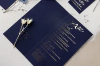 Złocone Menu Weselne Granatowe | Stwórz Projekt Online!