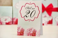 Numery na Stół Weselny Kwiaty Amarant Mięta | Felicja nr 15
