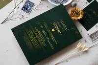 Zaproszenia Ślubne Butelkowa Zieleń i Złote Serce | Simple nr 2