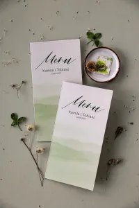 Menu Weselne Perłowe z Zielonym Motywem | Amelia-Wedding.pl