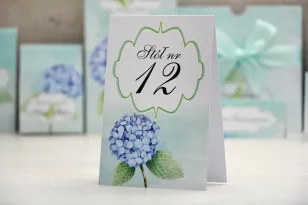 Tischnummern, Hochzeitstisch, Hochzeit - Felicja nr 16 - Blaue Hortensien - Hochzeitszubehör